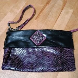 Vera Wang Black and Purple Wristlet Clutch
